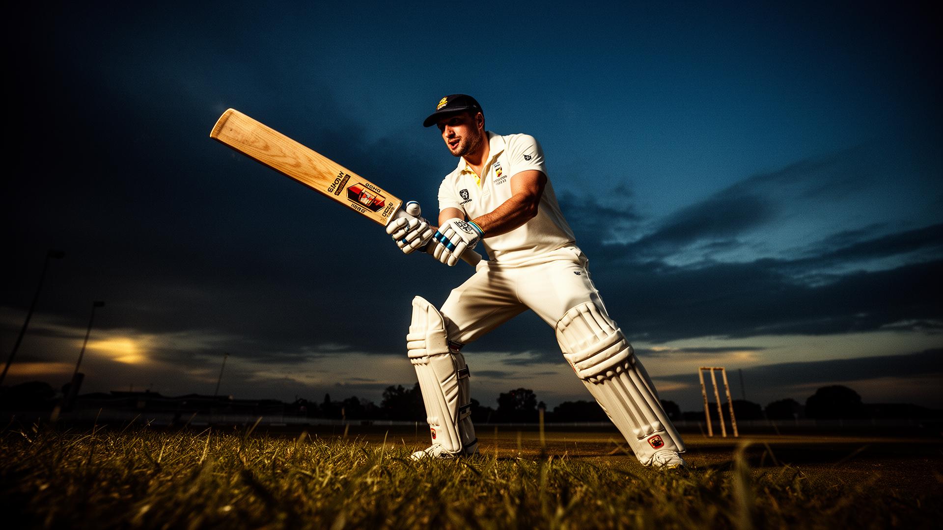 Cricketer in stance with Batspa equipment